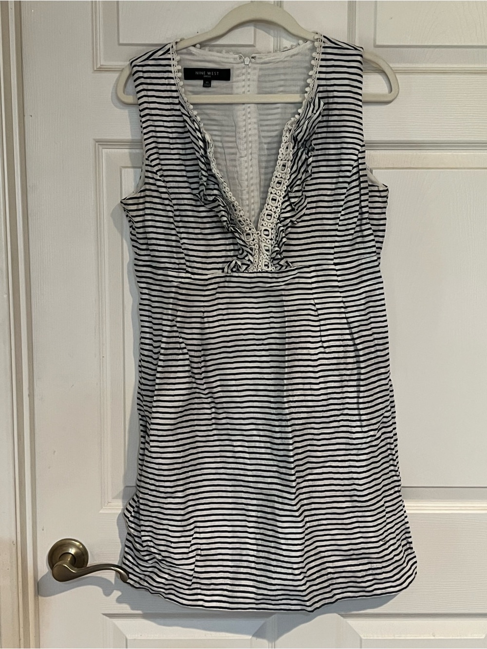 Nine West Striped Sleeveless Dress in White and Black